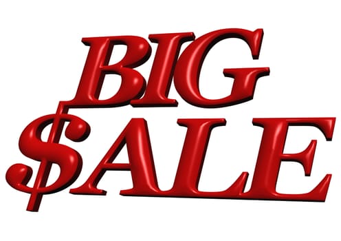 Glossy red three-dimensional inscription Big Sale as background.