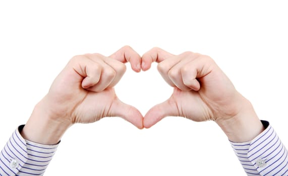 Hands in Heart shape Isolated on the White Background