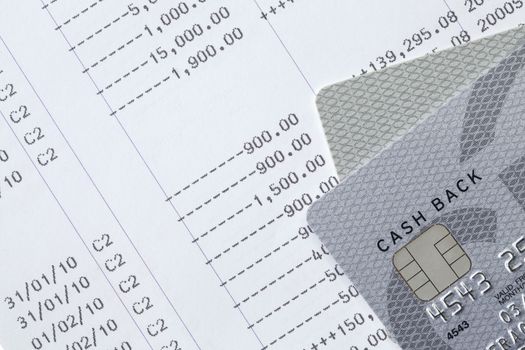 Saving account passbook with credit cards
