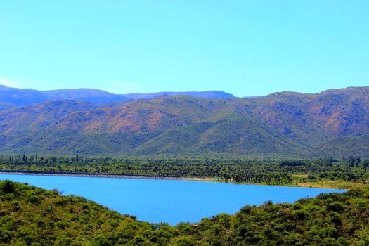 Landscape with lake and mountains