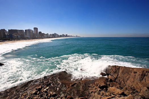 beautiful ipanema Leblon beach in rio de janeiro brazil