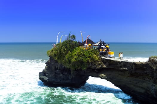 Near Tanah Lot at Morning, Bali. Indonesia. Ocean beach.