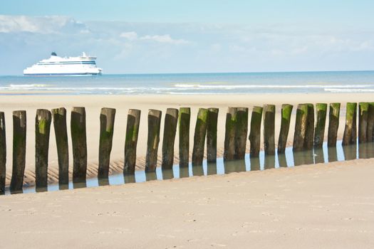 Cruise ship in sea blue sky