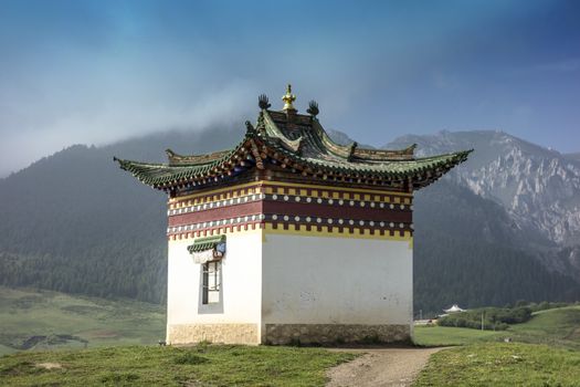 Tibetan building in Langmusi ,Sichuan, China 