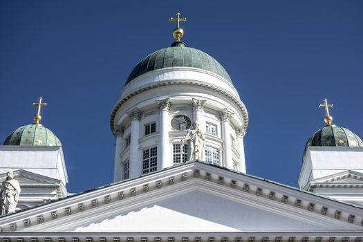 Helsinki Cathedral closeup in the blue skty