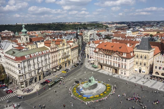 aerial view of prague from top of city hall 