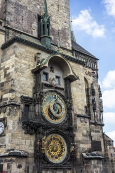 Clock tower in old town square of Prague 