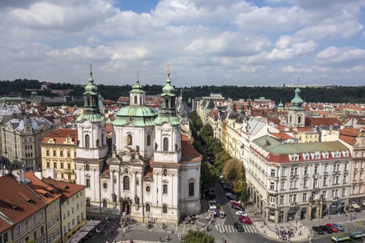 aerial view of prague from top of city hall 