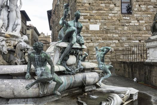 Fountain of Neptune on Piazza della Signoria in Florence, Italy 