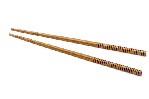 Wood chopsticks isolated on white background 
