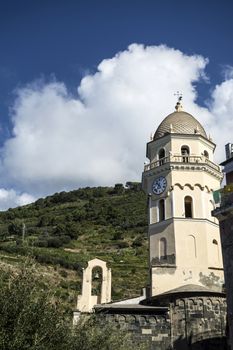 Clocktower in Vernazza ,Cinque Terre, Italy 