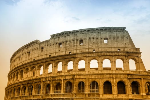 view of famous ancient Colosseum in Rome, Italy 