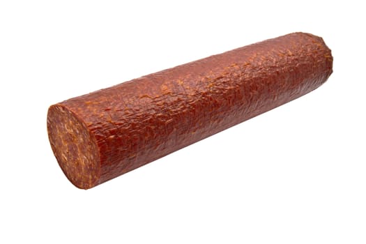Big salami sausage isolated on white background 