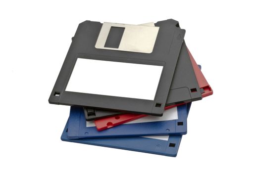 Computer floppy disk closeup on white 