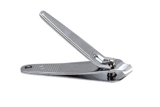 stainless steel nail clippers isolated on white background 