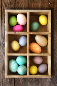 Colorful Ornate Holiday Easter Eggs Decorated in a Box