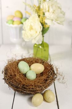 Spring Easter Holiday Themed Still Life Scene in Natural Light