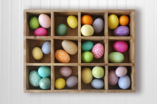 Colorful Ornate Holiday Easter Eggs Decorated in a Box