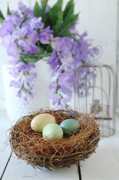 Spring Easter Holiday Themed Still Life Scene in Natural Light