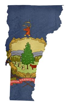 Grunge state of Vermont flag map isolated on a white background, U.S.A.