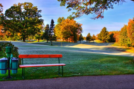 October's Fall Colors at the Golf Course in soft focus