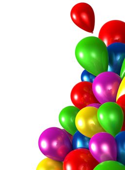 Multi colored balloons on strings (3d images)