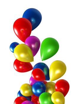 Multi colored balloons on strings (3d images)