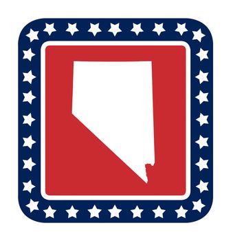 Nevada state button on American flag in flat web design style, isolated on white background.