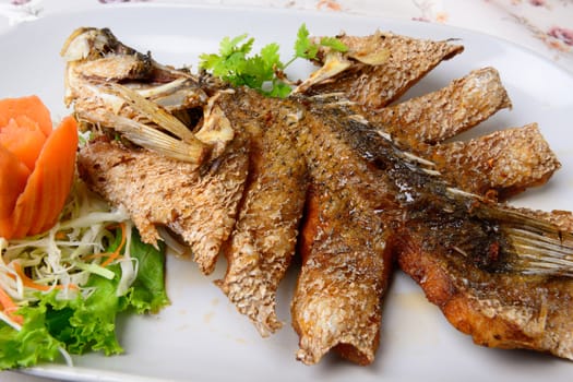 Thai Food name Deep Fried Marinated Snapper with Sweet Fish Sauce