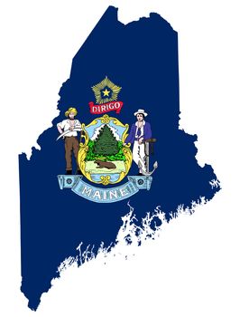 State of Maine flag map isolated on a white background, U.S.A.