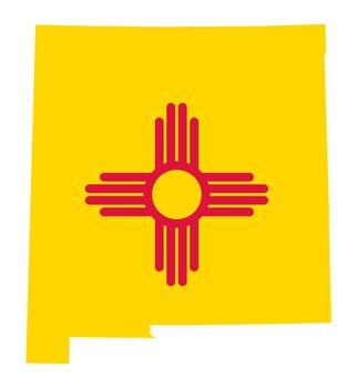 State of New Mexico flag map isolated on a white background, U.S.A.