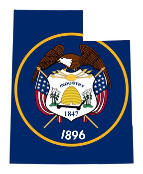 State of Utah flag map isolated on a white background, U.S.A.