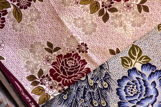 Fabrics found in a market at Luang Prabang, Lao