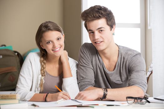 Portrait of a young couplel sitting together and smiling