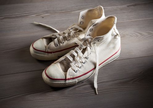 White canvas shoes, youth culture and style.