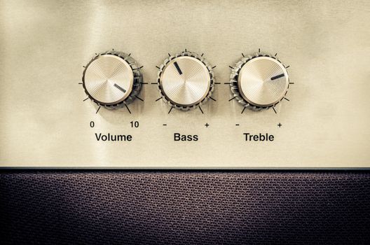 Detail of sound volume controls in vintage style