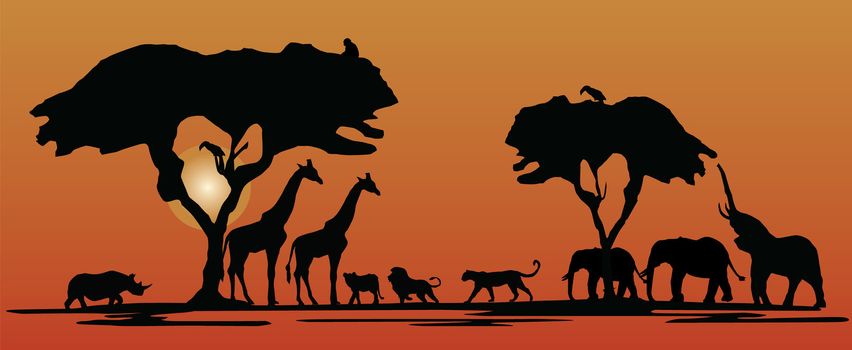 Africa wildlife skyline