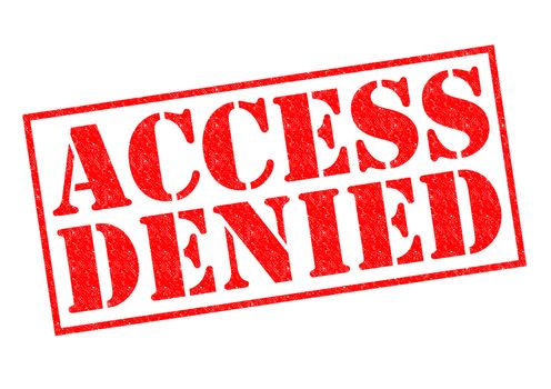 ACCESS DENIED red Rubber Stamp over a white background.