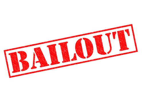 BAILOUT red Rubber Stamp over a white background.