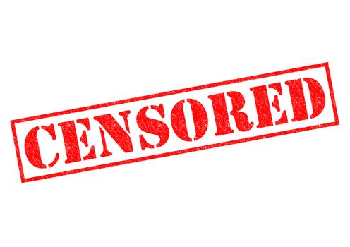 CENSORED red Rubber Stamp over a white background.