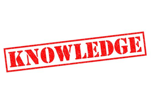 KNOWLEDGE red Rubber Stamps over a white background.