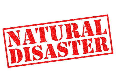NATURAL DISASTER red Rubber Stamp over a white background.