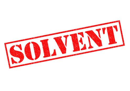 SOLVENT red Rubber Stamp over a white background.