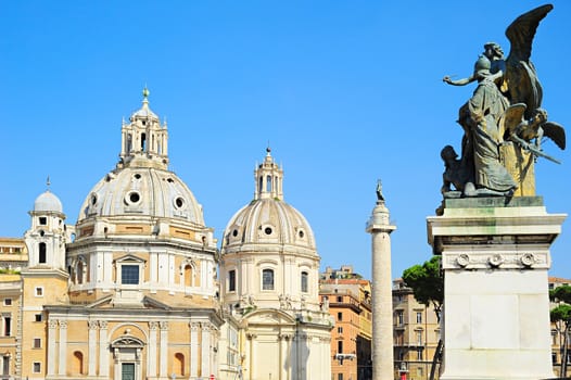 Day view of the st. Mary's church in Venetia square seen from the Monument to Vittorio Emanuelle II in Rome, Italy 