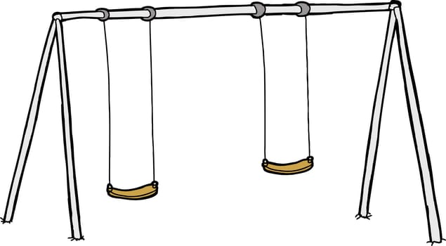 Isolated cartoon swing set over white background