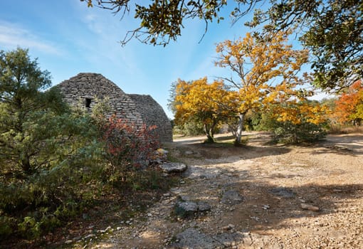 Old stone houses borie near the village of Gordes, Provence, France