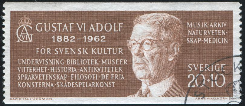 SWEDEN - CIRCA 1962: stamp printed by Sweden, shows King Gustav VI Adolf, circa 1962