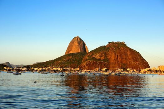 the sugar loaf at sunset in rio de janeiro brazil