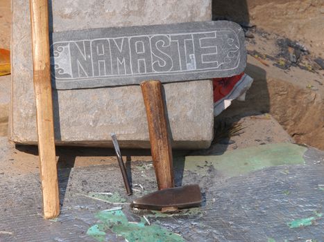 namaste sign handmade in the stone       