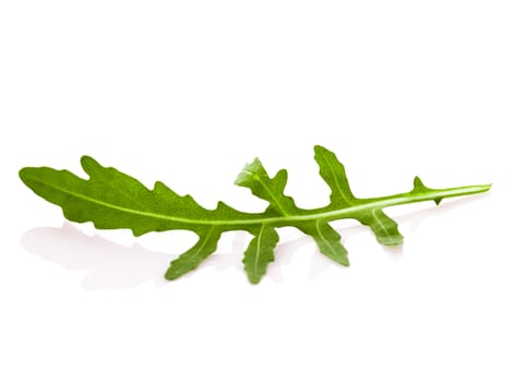 Fresh green arugula heap isolated on white